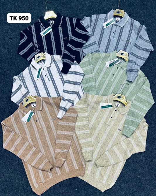 EFRA Striped Polo Knitwear – Premium Casual Long Sleeve