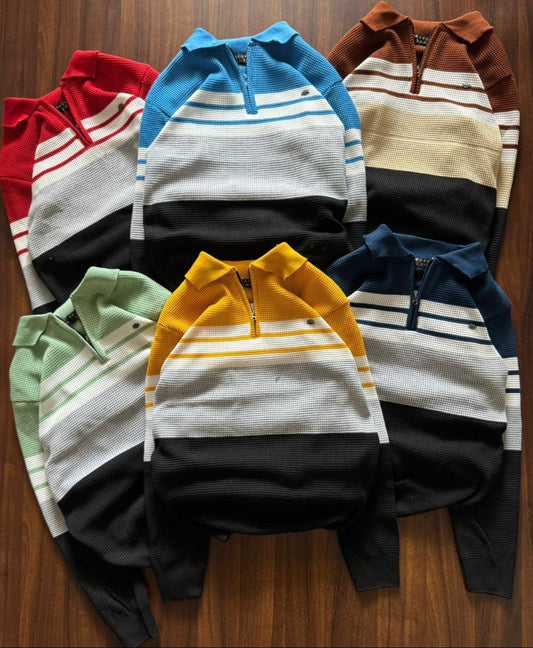 EFRA Striped Half-Zip Pullover Sweatshirt – Multi-Color Collection